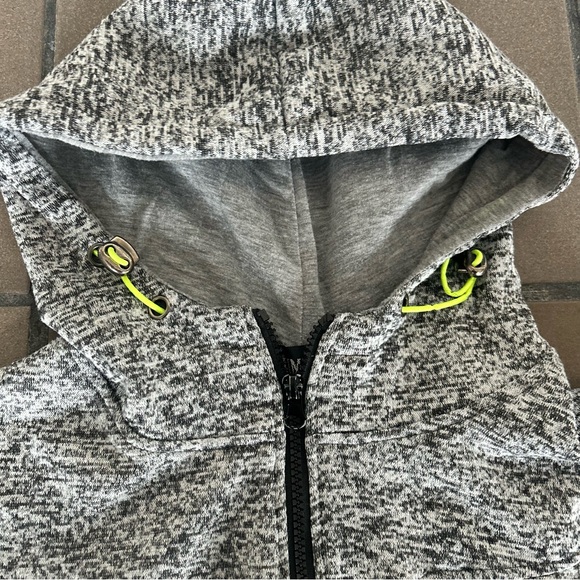 Grey Zip-Up Hoodie with Neon Accents - Picture 9 of 12